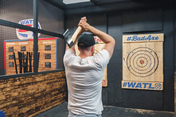 Axe throwing stance demonstration