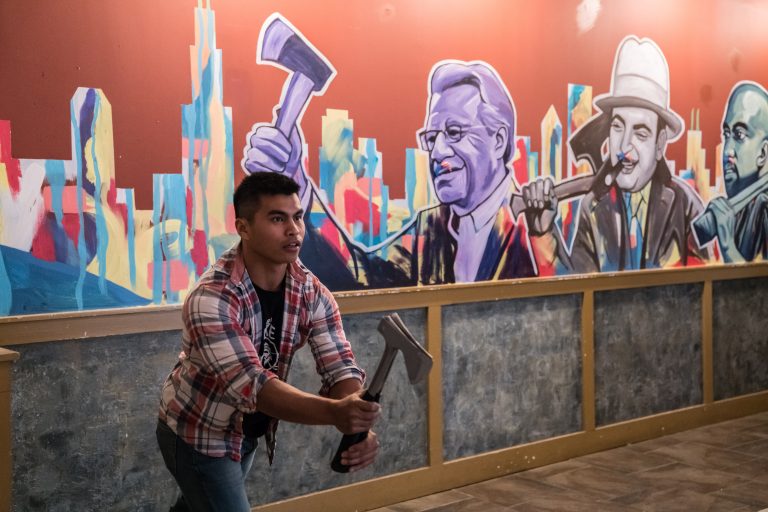 Patron at Chicago Bad Axe Throwing