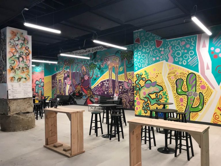 Art work at Bad Axe Throwing Lake View